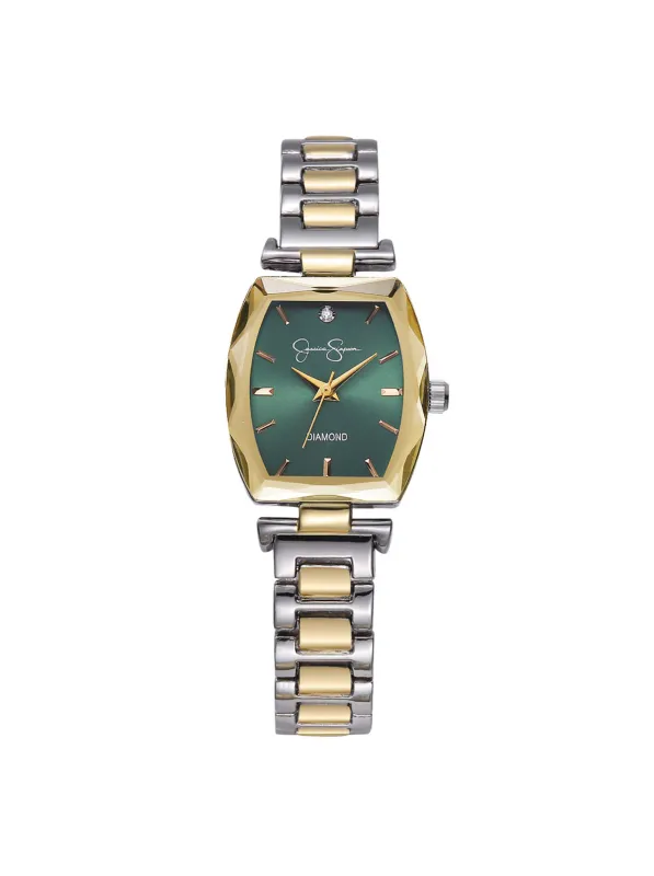 Faceted Bezel Bracelet Watch in Gold & Silver sold by Jessica Simpson