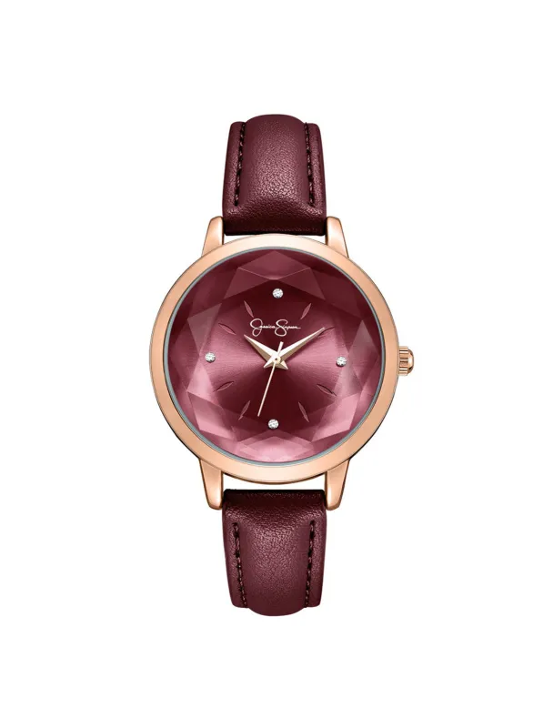 Faceted Glass Watch in Burgundy sold by Jessica Simpson