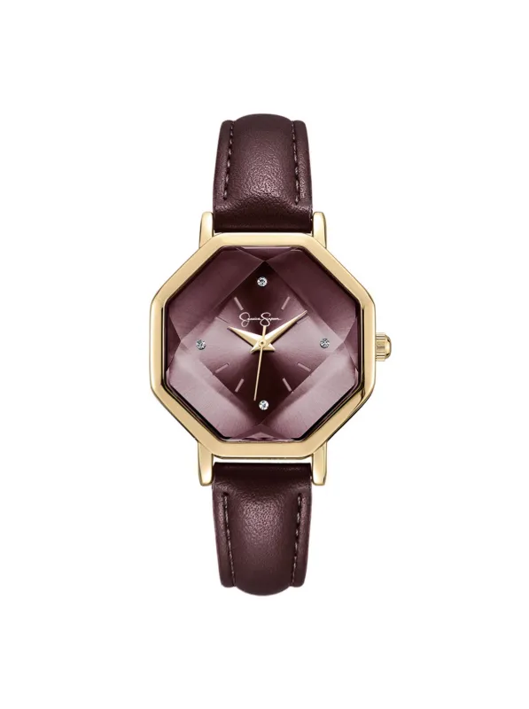 Octagonal Face Watch in Burgundy sold by Jessica Simpson