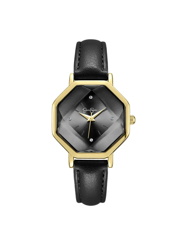 Octagonal Face Watch in Black sold by Jessica Simpson