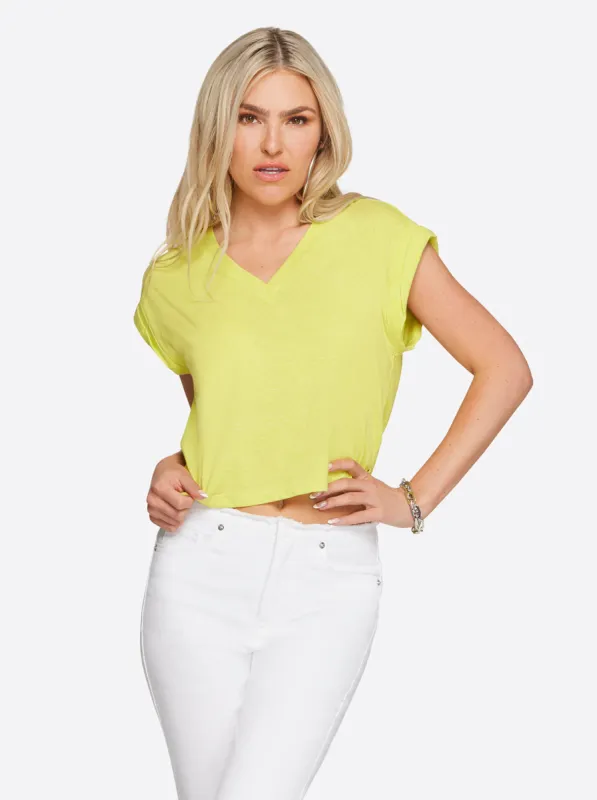Hester Crop Tee in Limeade sold by Jessica Simpson