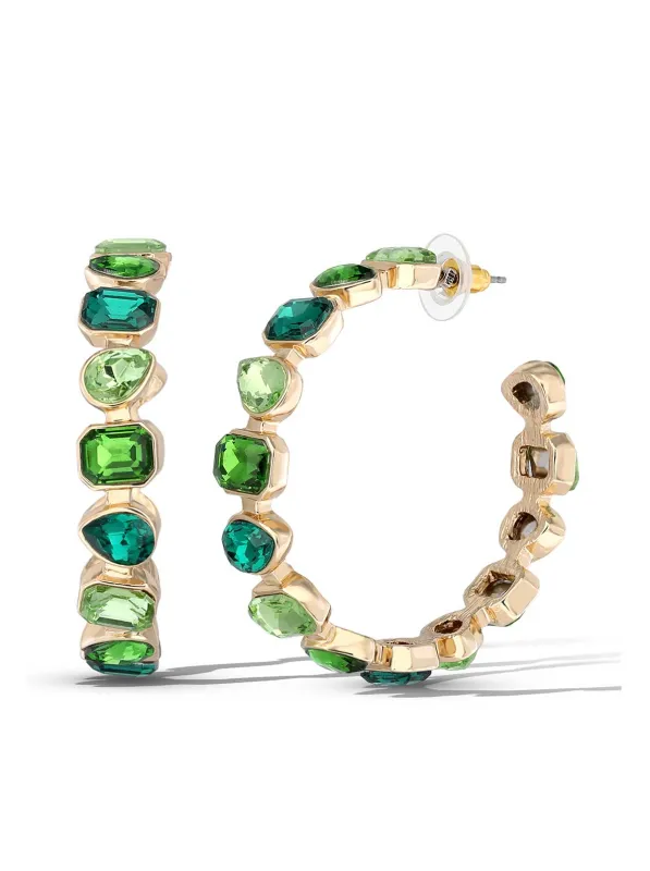 Multi-Green Gem Hoop Earrings made by Jessica Simpson