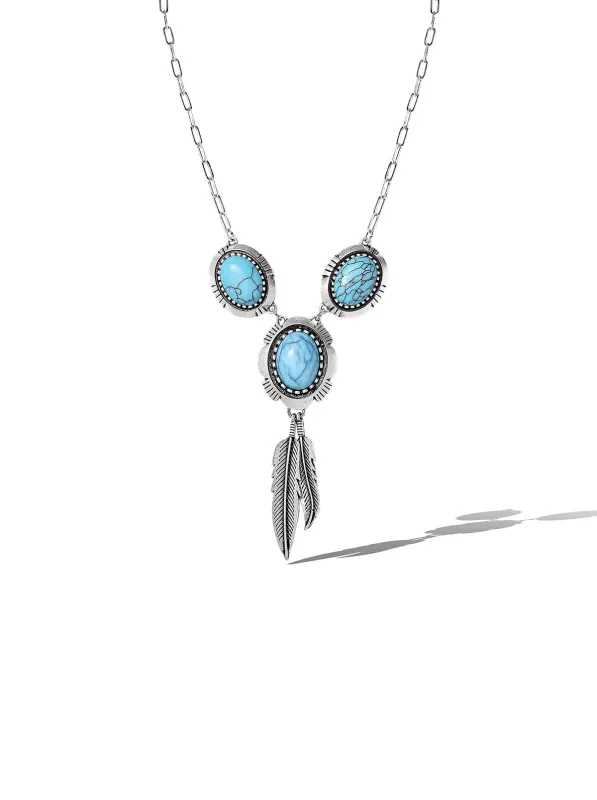 Boho Turquoise & Feather Pendant Necklace sold by Jessica Simpson