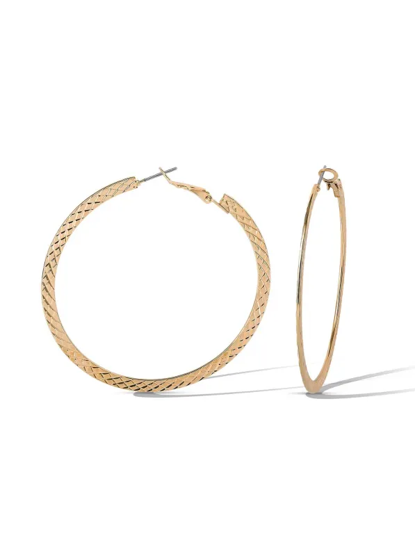 Diamond-Cut Pattern Hoop Earrings sold by Jessica Simpson