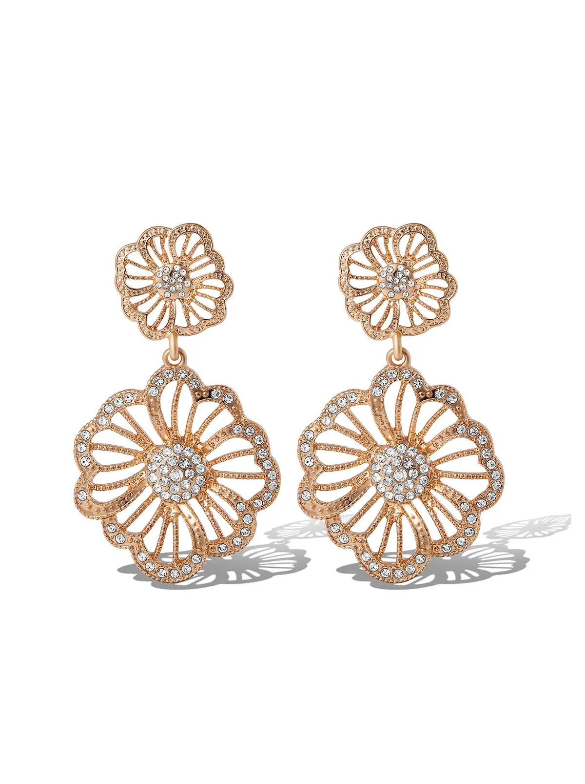Radiant Rose Gold Floral Drop Earrings sold by Jessica Simpson product image thumbnail 2