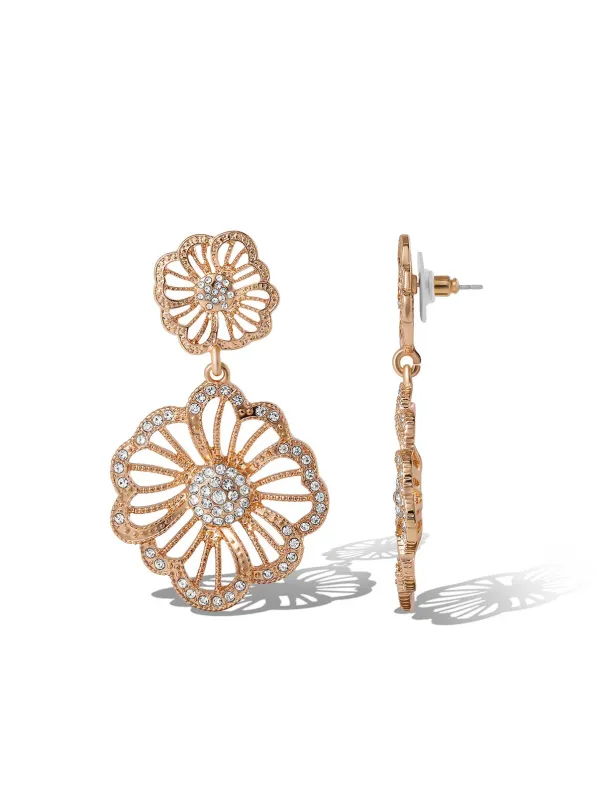 Radiant Rose Gold Floral Drop Earrings sold by Jessica Simpson