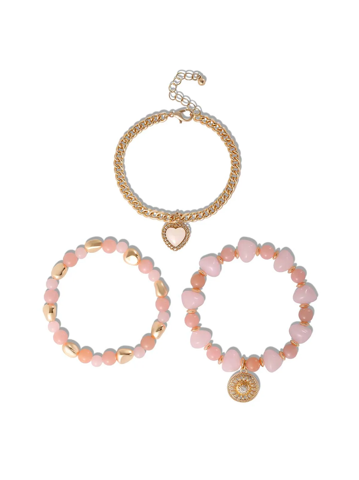 Gold & Pink Beaded Bracelet Set sold by Jessica Simpson product image thumbnail 3