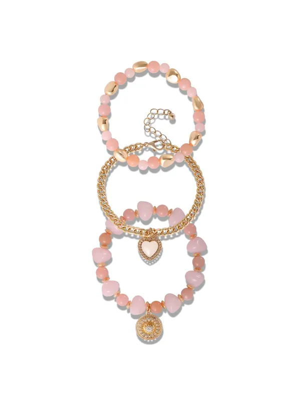Gold & Pink Beaded Bracelet Set sold by Jessica Simpson