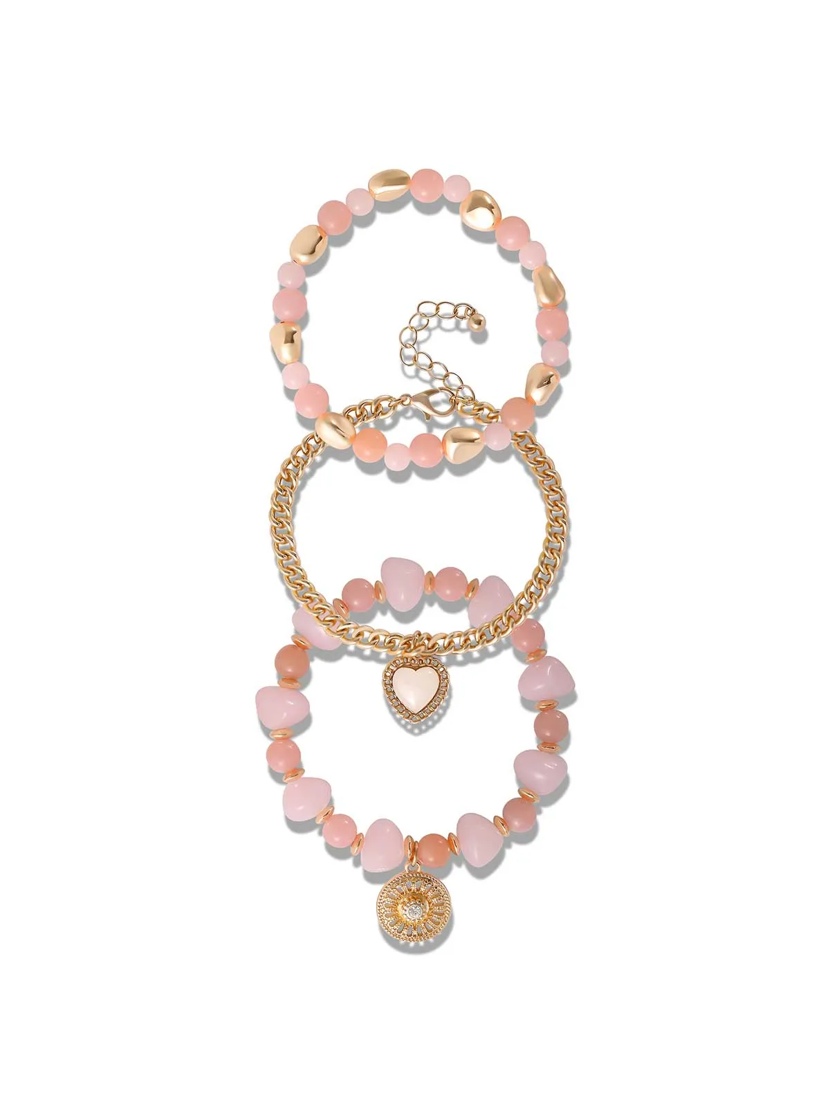 Gold & Pink Beaded Bracelet Set sold by Jessica Simpson