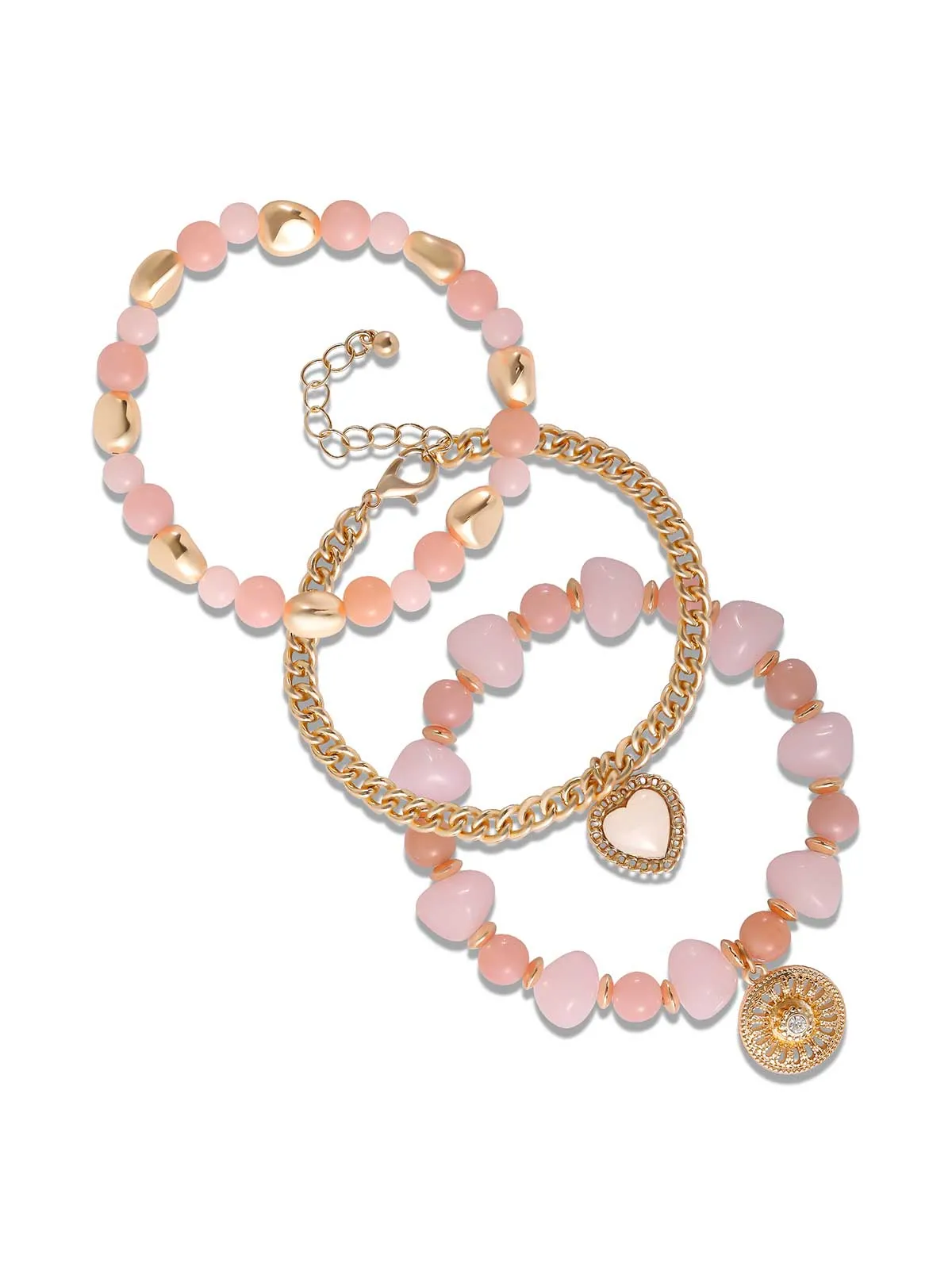 Gold & Pink Beaded Bracelet Set sold by Jessica Simpson product image thumbnail 2