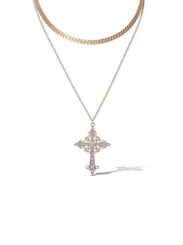 Layered Gold-Tone Cross Pendant Necklace sold by Jessica Simpson