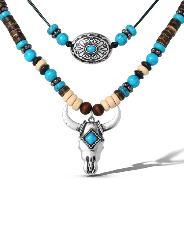 Layered Turquoise Bull Head Necklace sold by Jessica Simpson