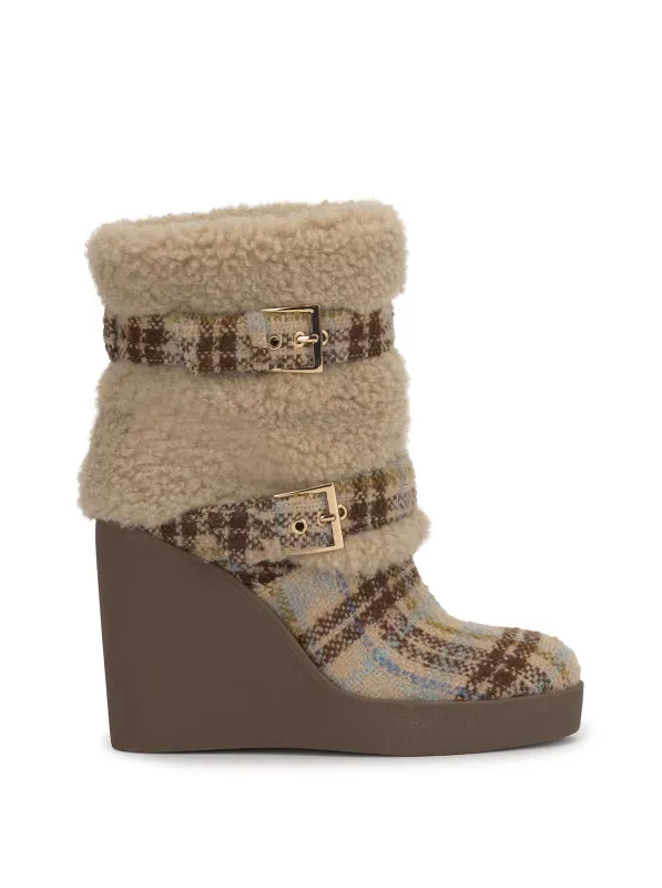 Metzyn Wedge Bootie in Wooly Winter Plaid sold by Jessica Simpson