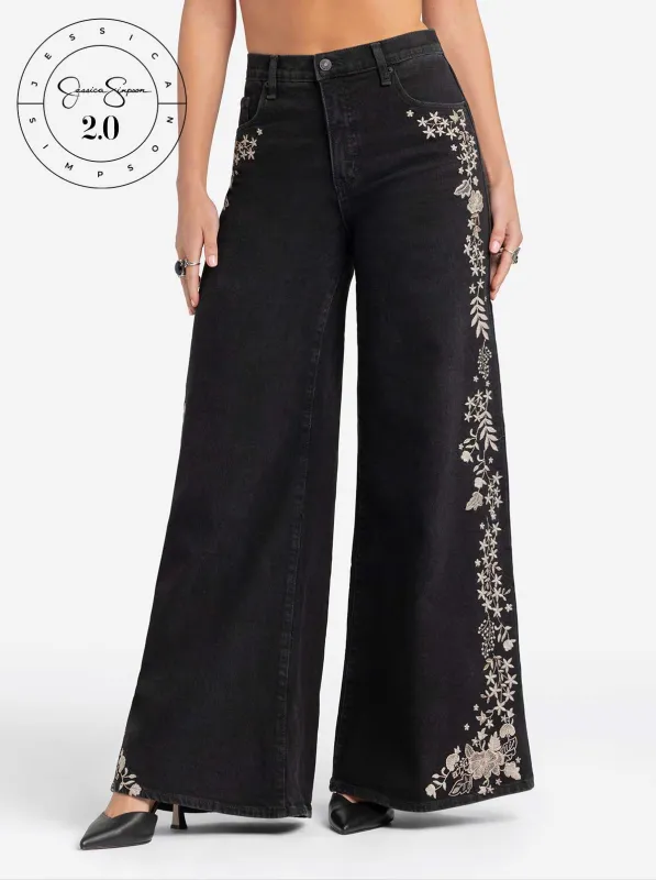 Jessica Simpson 2.0 Joplin Super Wide Jeans in Black sold by Jessica Simpson