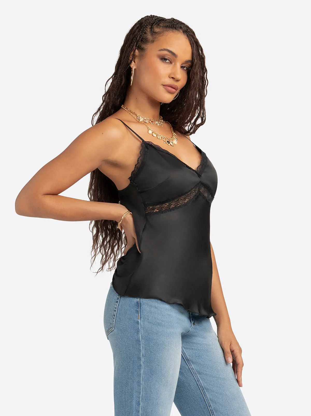 Jessica Simpson 2.0 Emmy Lace Trim Cami in Black sold by Jessica Simpson product image thumbnail 2