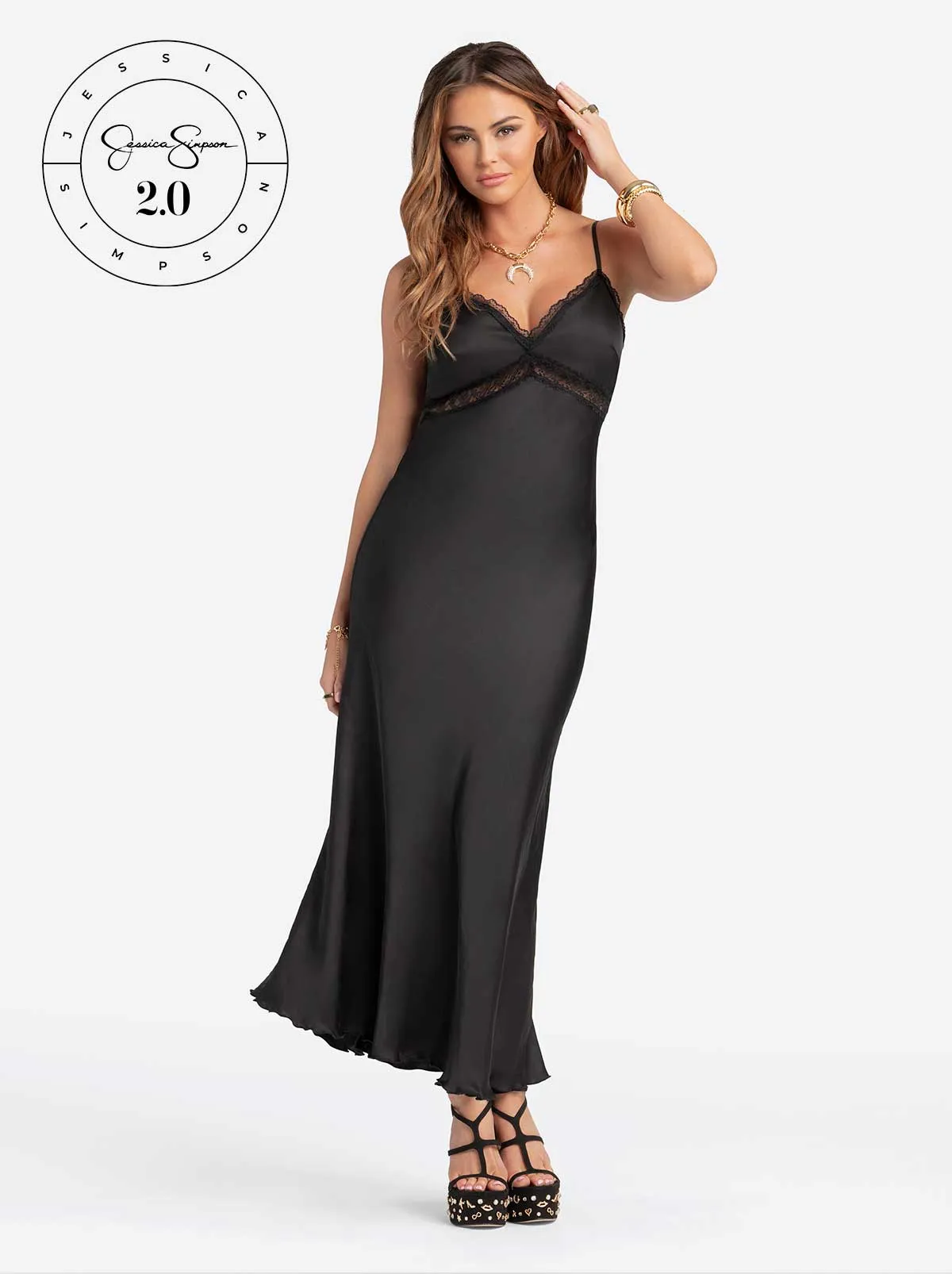 Jessica Simpson 2.0 Bias Dress in Black sold by Jessica Simpson
