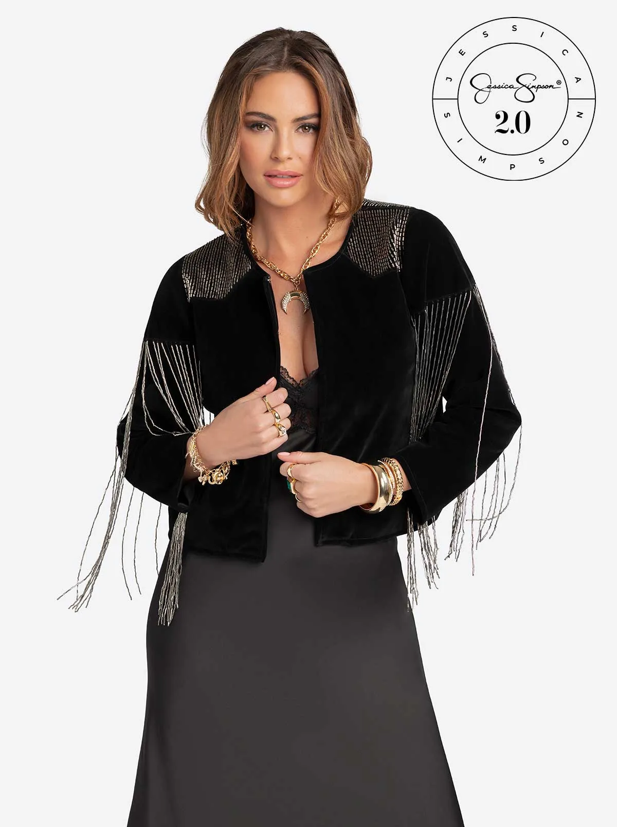Jessica Simpson 2.0 Ruby Beaded Jacket in Black sold by Jessica Simpson