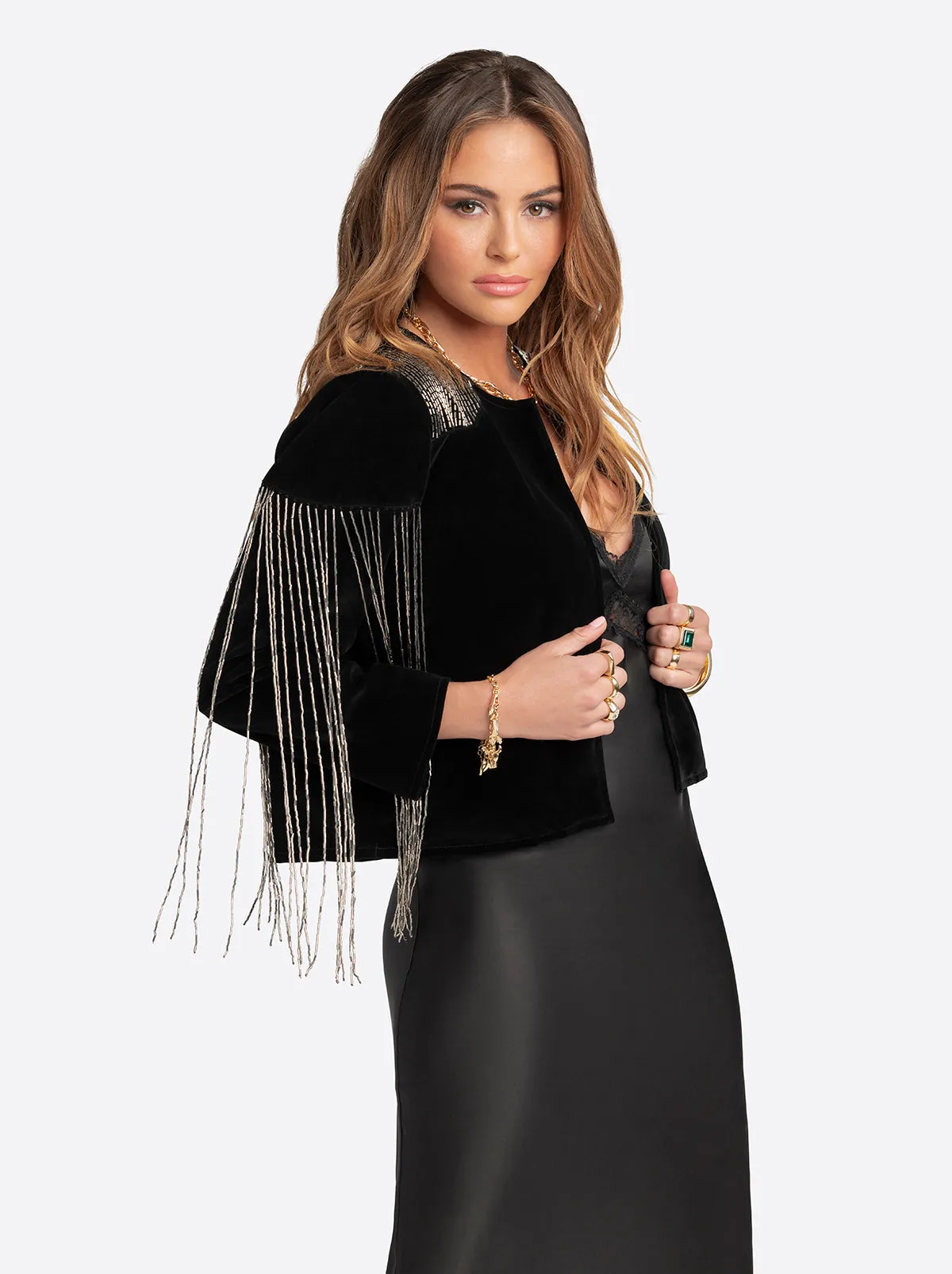 Jessica Simpson 2.0 Ruby Beaded Jacket in Black sold by Jessica Simpson product image thumbnail 2