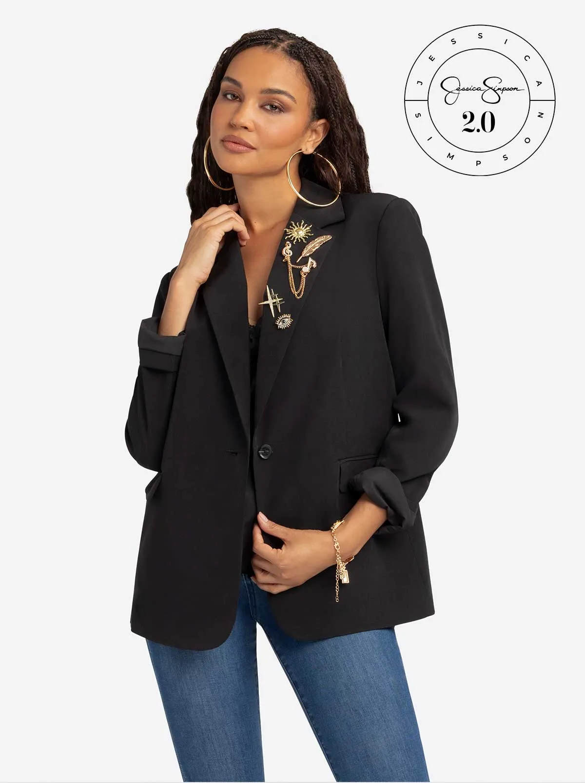 Jessica Simpson 2.0 Lenna Blazer in Black sold by Jessica Simpson