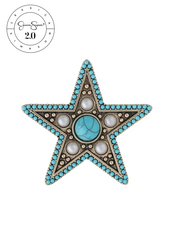 Jessica Simpson 2.0 Turquoise Imperial Star Brooch sold by Jessica Simpson