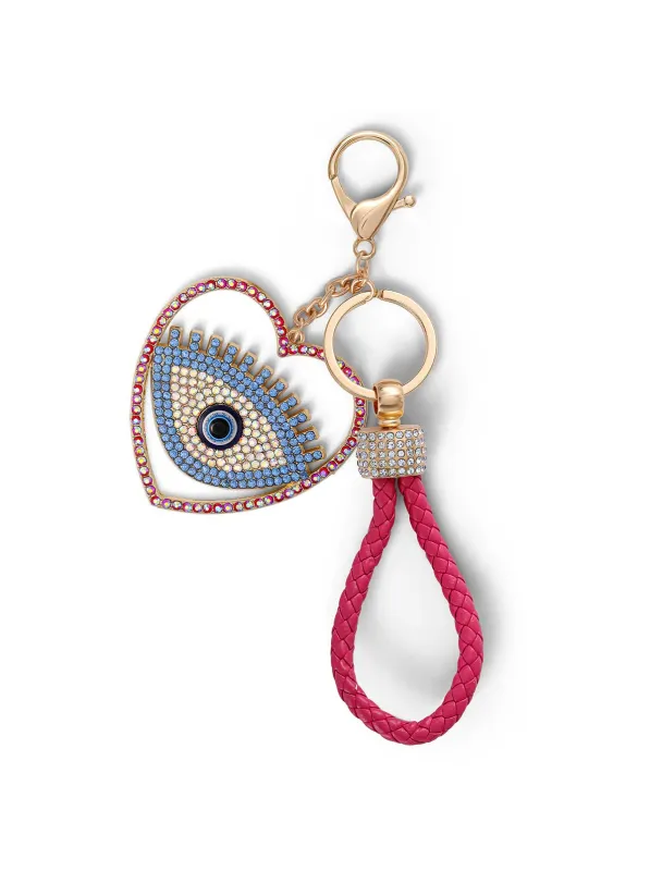 Heart Evil Eye Pink Cord Keychain sold by Jessica Simpson