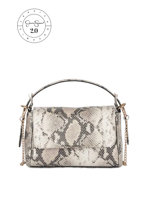 Jessica Simpson 2.0 Luisa Top Handle in Ivory Snake sold by Jessica Simpson