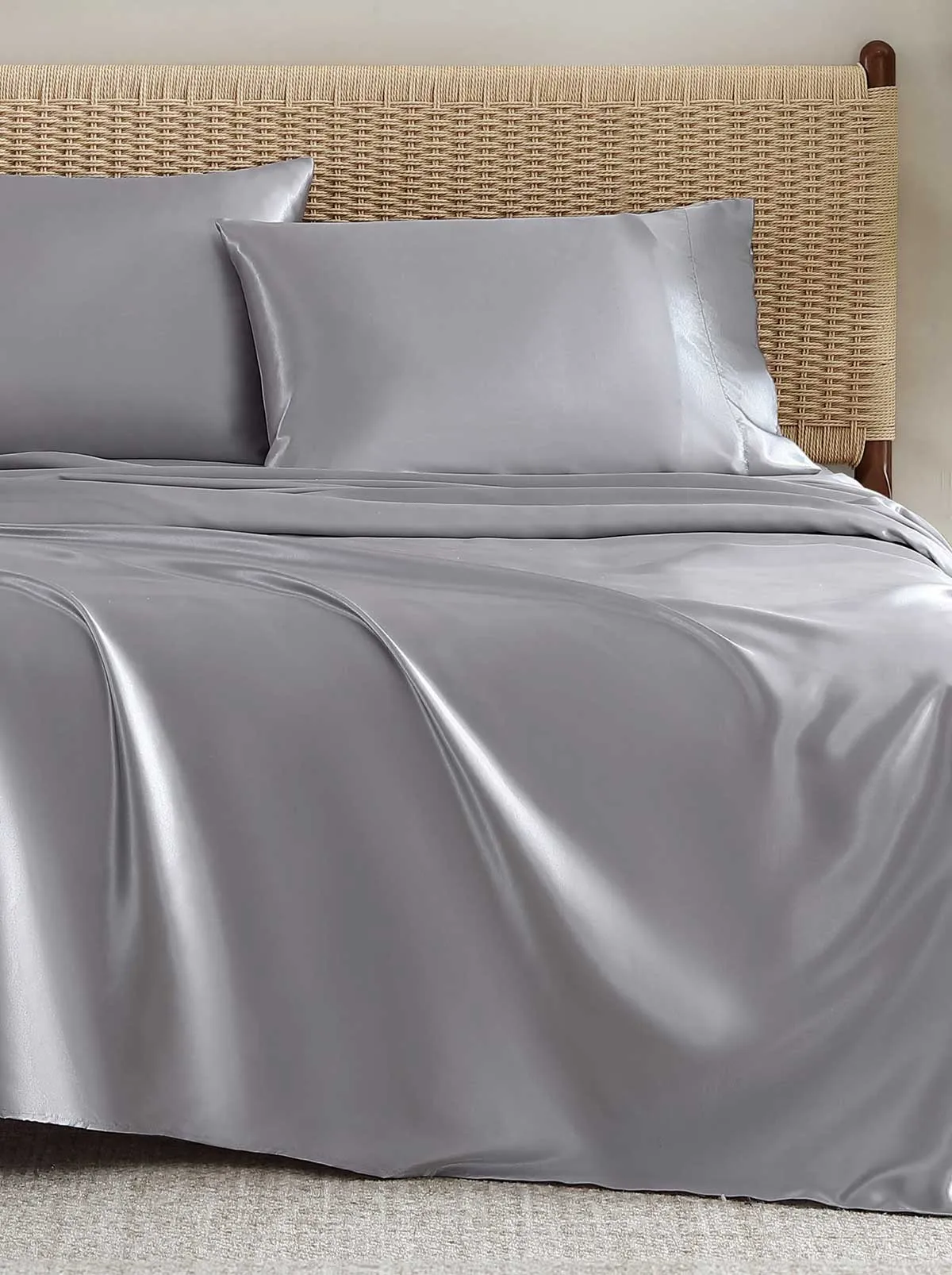 Silky Satin Sheet Set in Harbor Mist Grey sold by Jessica Simpson product image thumbnail 3