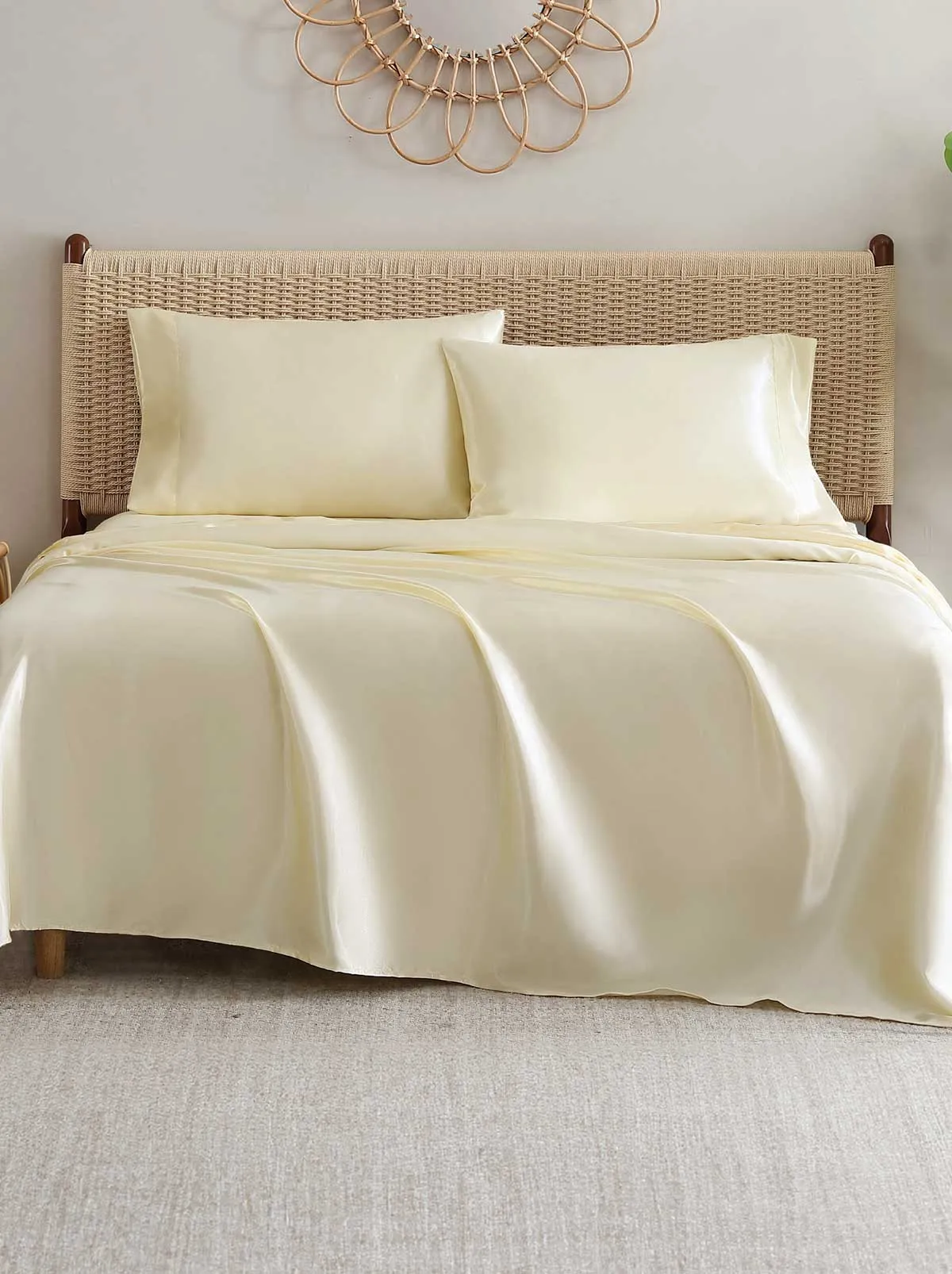 Silky Satin Sheet Set in Antique Golden Honey sold by Jessica Simpson