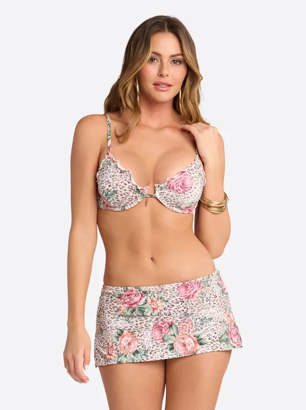 Lettuce Edge String Triangle Top in Animal Control sold by Jessica Simpson