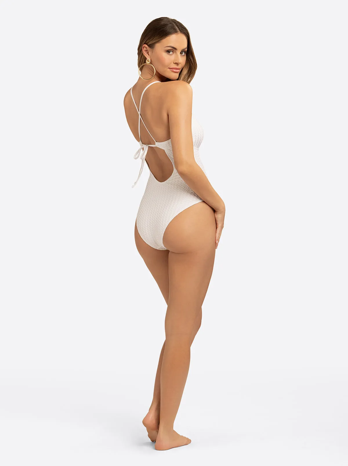 Twisted Jacquard Classic One Piece in White sold by Jessica Simpson product image thumbnail 4