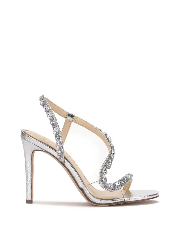 Jaycin High Heel in Silver Snake sold by Jessica Simpson