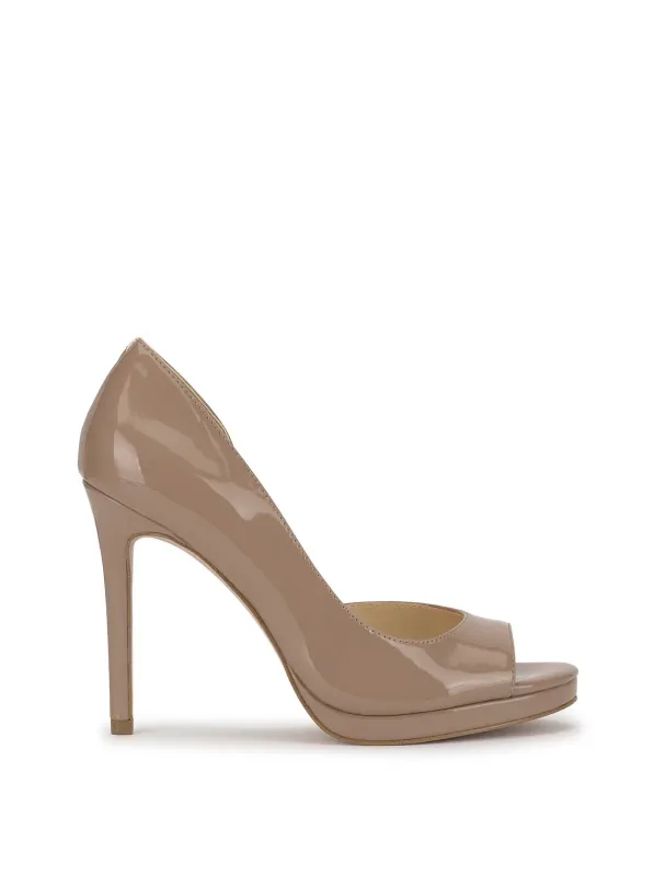 Kimli Peep Toe Pump in Patent Chai Latte sold by Jessica Simpson