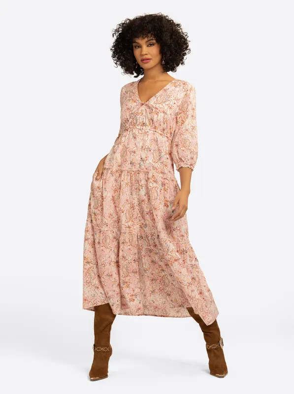 JS Jessica Simpson Sosa Tiered Dress in Shell-Calia Paisley made by Jessica Simpson