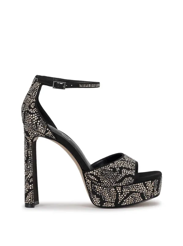 Telxia Ankle Strap Platform Sandal in Embellished Black sold by Jessica Simpson