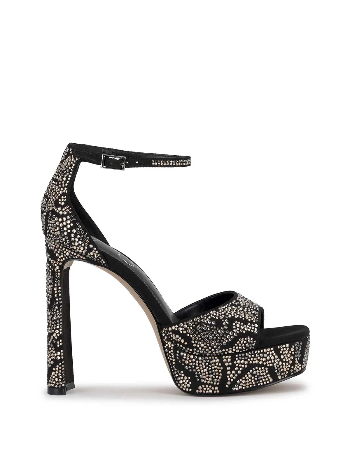 Telxia Ankle Strap Platform Sandal in Embellished Black sold by Jessica Simpson