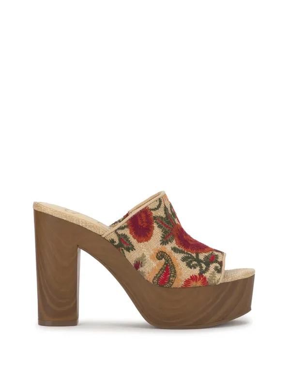 Shelbie Platform Slide in Floral Raffia sold by Jessica Simpson