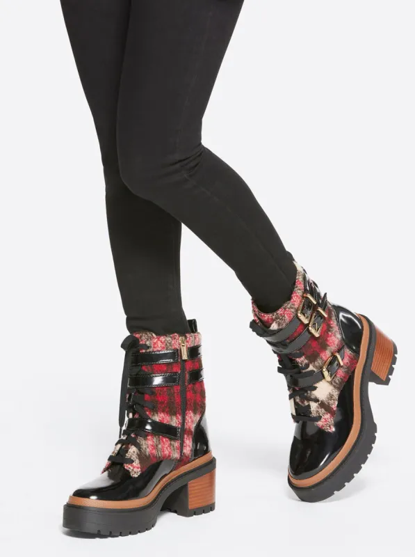 Juelna Bootie in Plaid sold by Jessica Simpson
