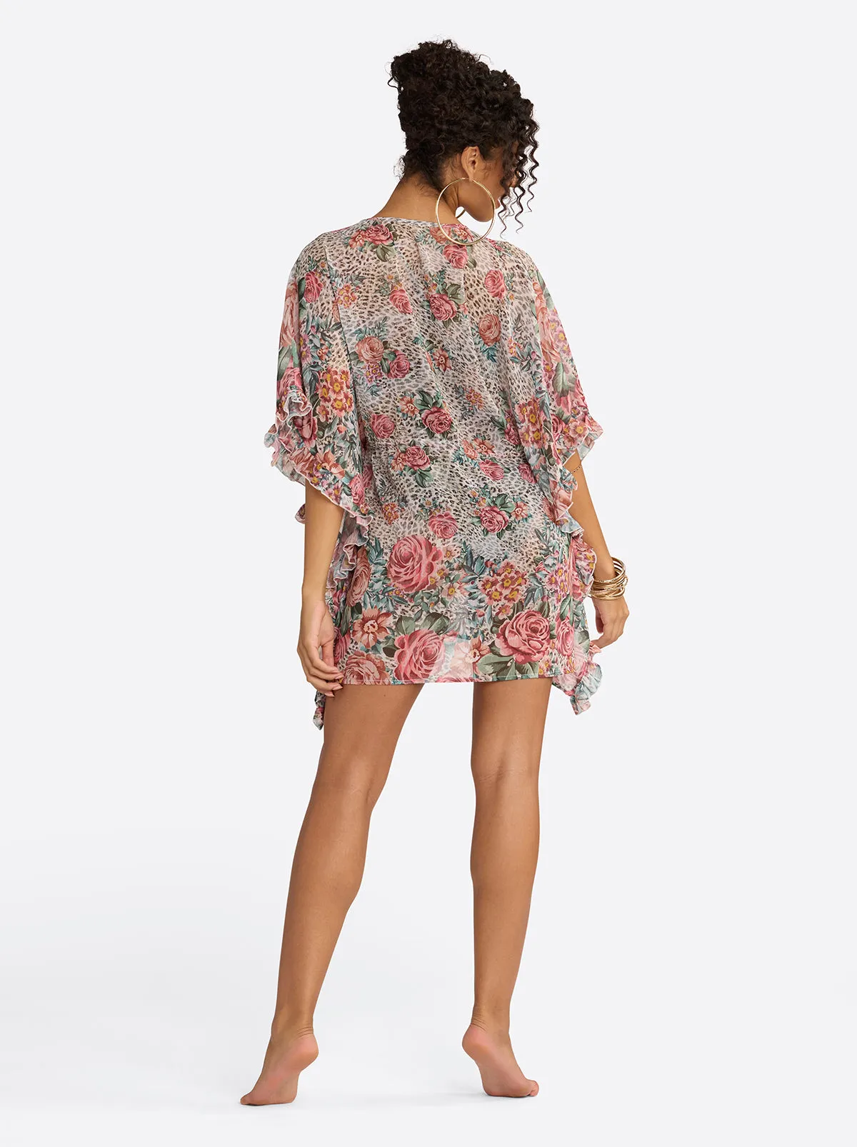 Animal Control Ruffle Cover Up Dress in Rose Multi sold by Jessica Simpson product image thumbnail 4