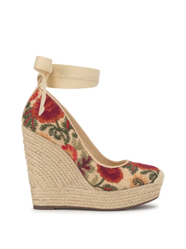 Zexie Platform Wedge in Floral Raffia made by Jessica Simpson