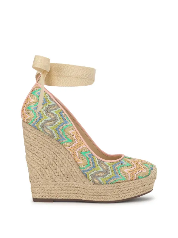 Zexie Platform Wedge in Raffia Chevron made by Jessica Simpson