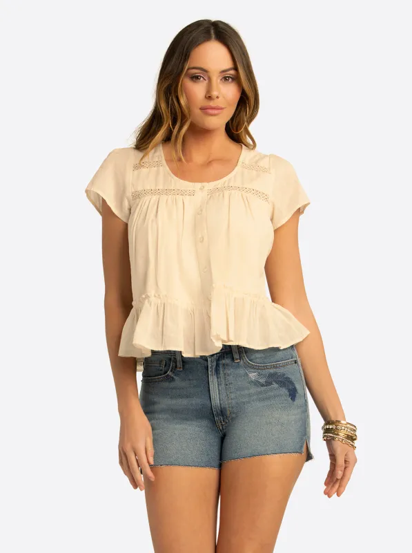 JS Jessica Simpson Mirna Blouse in Whitecap Gray made by Jessica Simpson