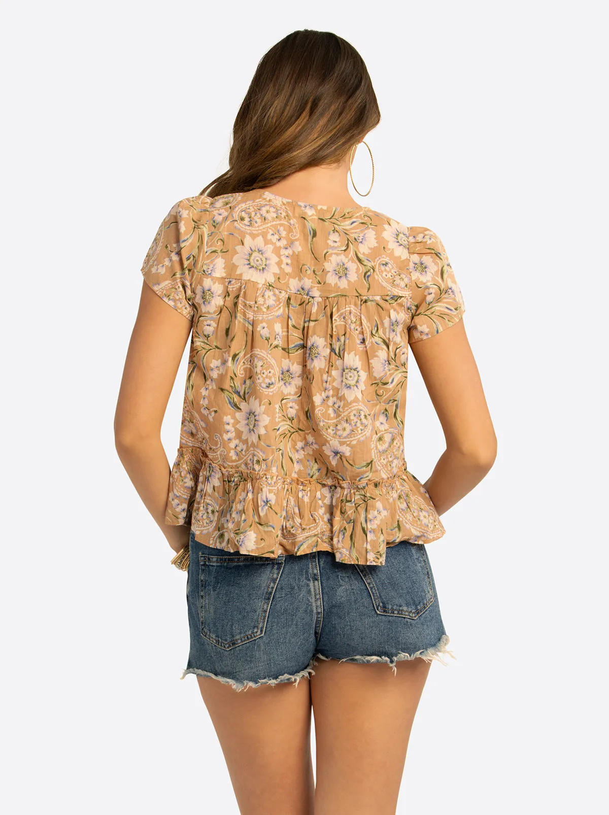 JS Jessica Simpson Mirna Blouse in Camel Victorian Paisley sold by Jessica Simpson product image thumbnail 3