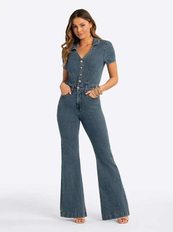 JS Jessica Simpson Lyra Jumpsuit in Reflector made by Jessica Simpson