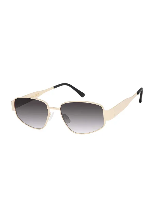 Polished Metal Oval Sunglasses in Gold Black made by Jessica Simpson