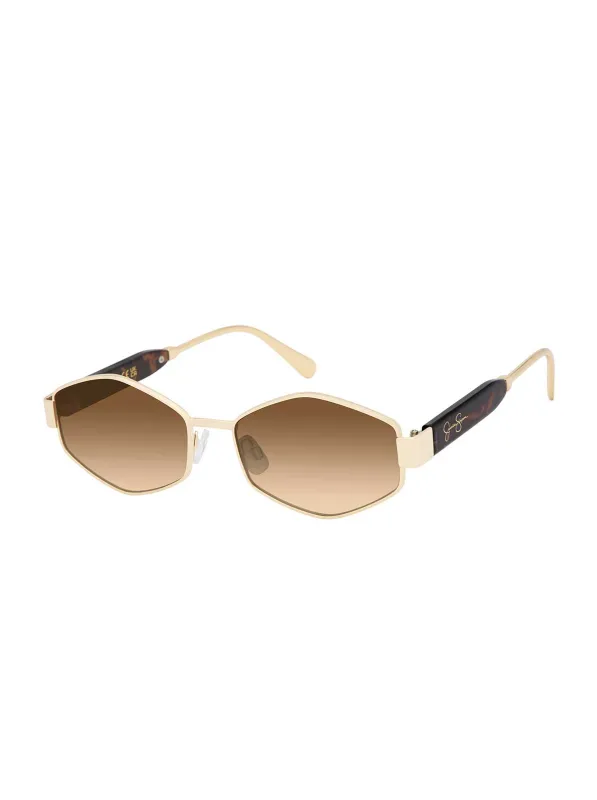 Hex Frame Sunglasses in Gold Tortoise made by Jessica Simpson