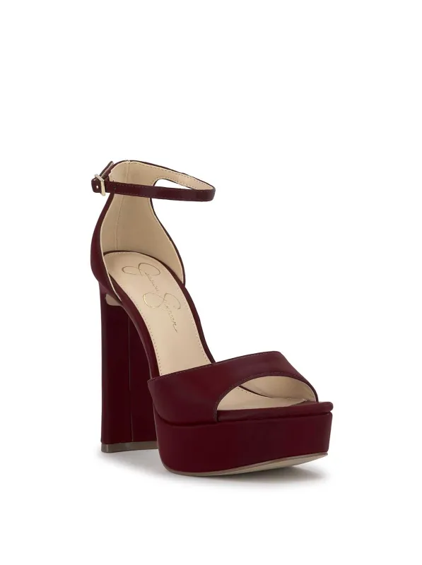 Telxia Ankle Strap Platform Sandal in Dark Cherry made by Jessica Simpson