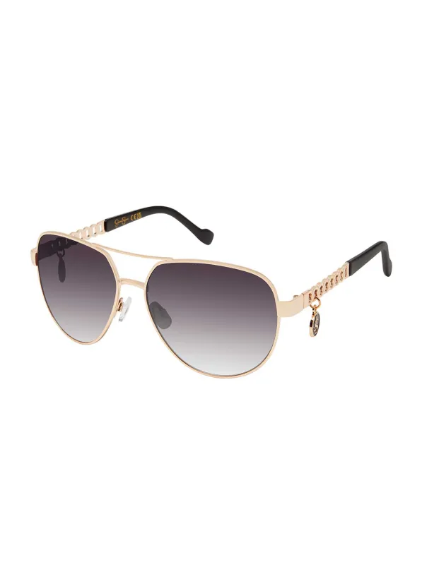 Chain Aviator Detail Sunglasses in Gold Black made by Jessica Simpson
