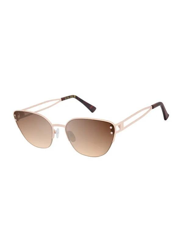 Metal Cutout Cat Eye Sunglasses in Gold Tortoise made by Jessica Simpson