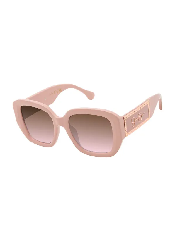 Logo Rectangle Sunglasses in Rose made by Jessica Simpson