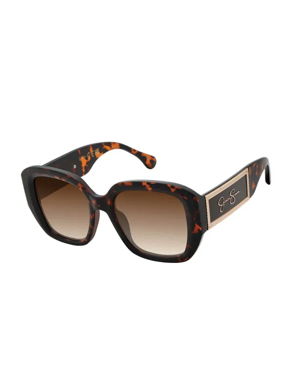 Logo Rectangle Sunglasses in Tortoise made by Jessica Simpson